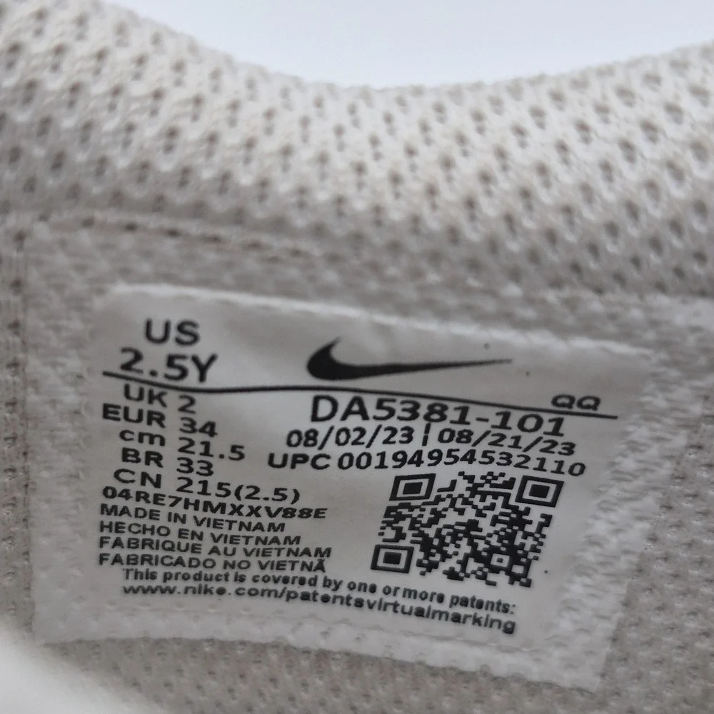 Nike Shoes Youth Size 2.5Y‎ White Blue Hook & Loop Casual Sneakers DA5381-101